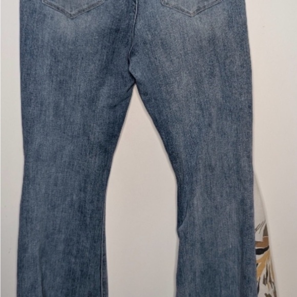 Floral Panel Blue Flare Jeans - Picture 5 of 11